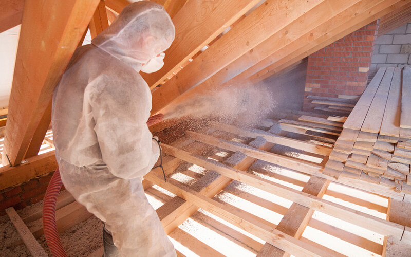 Blown-In insulation in attic