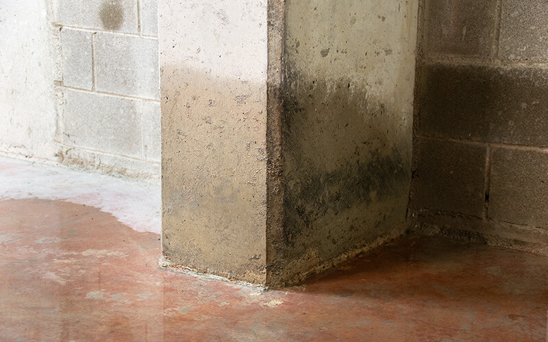 Damaged column from flood