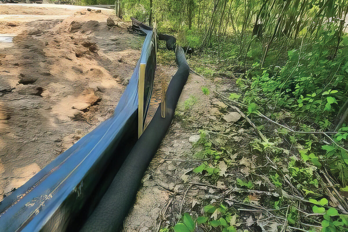Black silt fence at new construction site