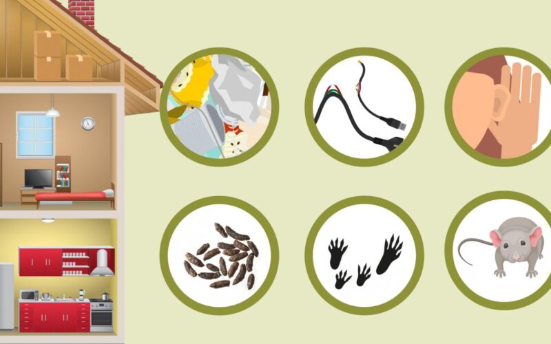 infographic featuring common signs of a mouse infestation